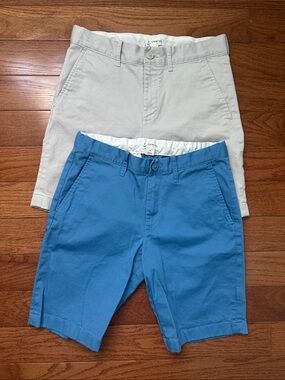 Crewcuts Boys Chino Shorts in Surf Blue and Light Khaki